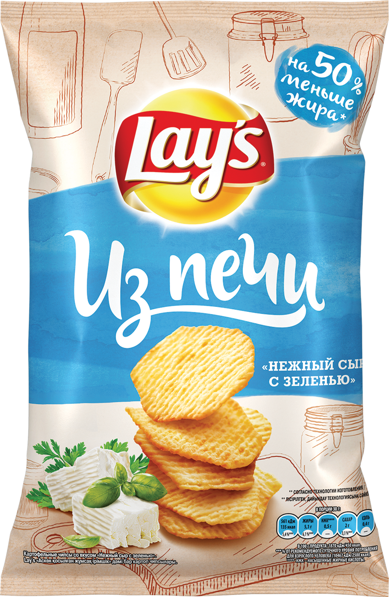Чипсы картофельные Лейс Из печи нежный сыр с зеленью Фрито Лей м/у, 85 ...