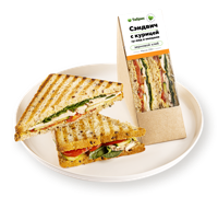 Сэндвич на зерновом хлебе С курицей су-вид и овощами, с соусом Карри ФудРайдер ТАБРИС карт/уп, 230 г
