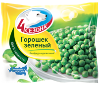 Овощи замороженные 4 Сезона Горошек зеленый Хладком Западный м/у, 400 г