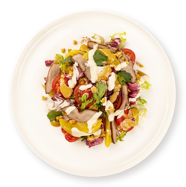 Салат с арахисом Кимчи Изысканный с миксом салатов подкопченным утиным филе В.Порядин-Табрис вес 