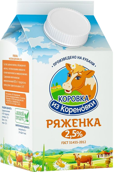 Ряженка 2,5% Коровка из Кореновки Кореновский МКК т/р, 450 мл