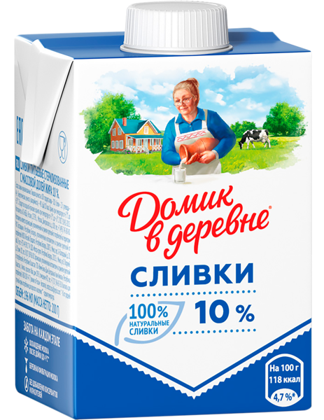 Сливки 10% Домик в деревне ВБД т/п, 200 мл