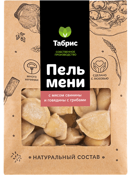 Пельмени замороженные Свино-говяжьи с грибами СП ТАБРИС м/у, 1000 г