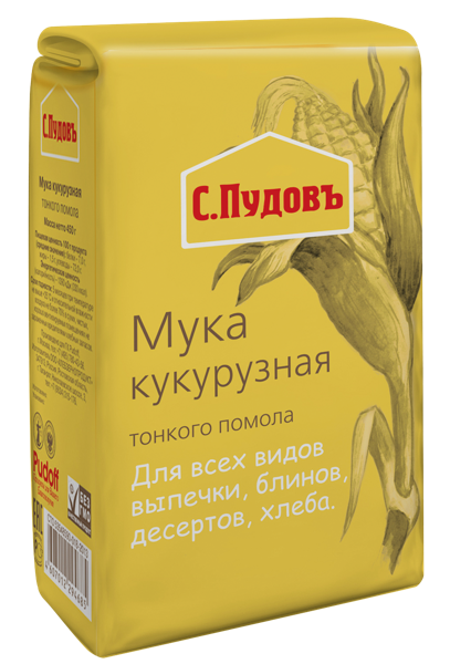 Мука кукурузная С.Пудовъ тонкий помол Хлебзернопродукт м/у, 450 г