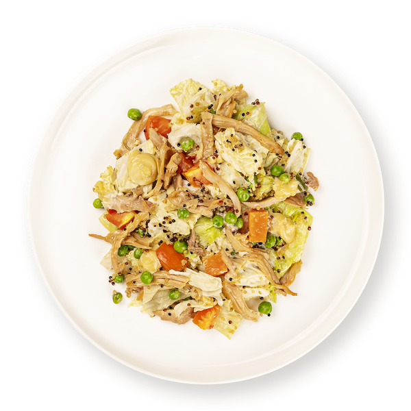 Салат с соусом Цезарь Восторг с крупой киноа с копченой курицей В.Порядин-Табрис вес