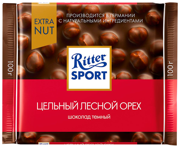Шоколад горький Риттер Спорт с цельным лесным орехом Риттер Спорт м/у ...
