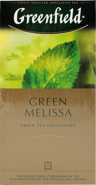 Чай зеленый в пакетиках Гринфилд грин мелисса Орими Трейд кор, 25*1,5 г