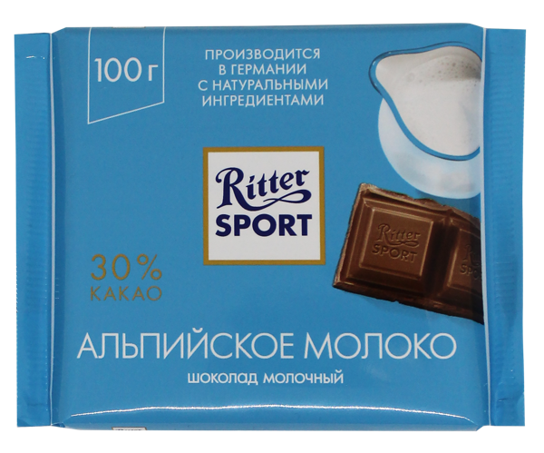 Шоколад молочный Риттер Спорт с альпийским молоком Риттер Спорт м/у ...