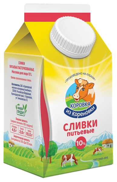 Сливки 10% Коровка из Кореновки Кореновский МКК т/р, 450 мл