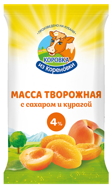Творожная масса 4% Коровка из Кореновки курага Кореновский МКК м/у, 180 г