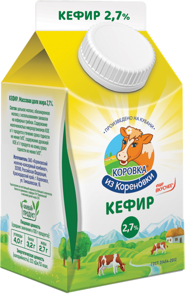 Кефир 2,7% Коровка из Кореновки Кореновский МКК т/р, 450 мл