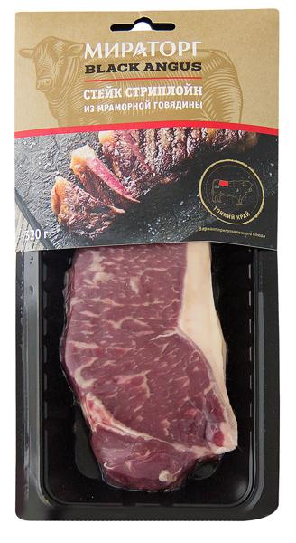 Мясо охлаждённое Стейк Стриплойн из мраморной говядины Мираторг ТК в/у, 320 г