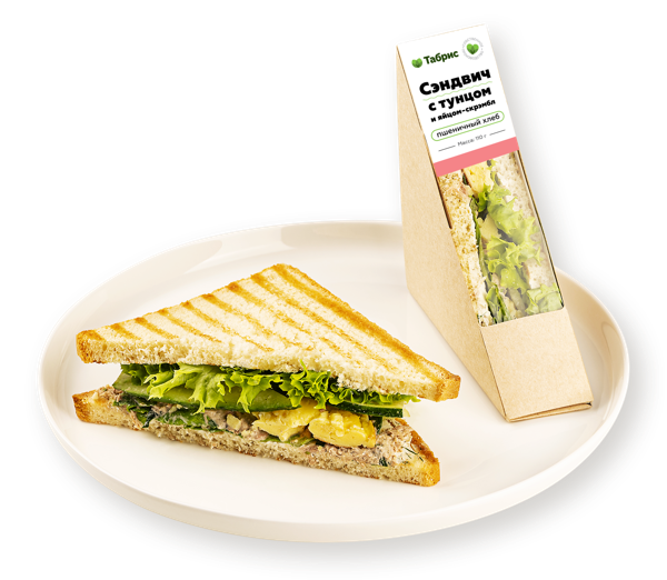 Сэндвич на пшеничном хлебе С тунцом и яйцом скрэмбл СП ТАБРИС карт/уп, 110 г