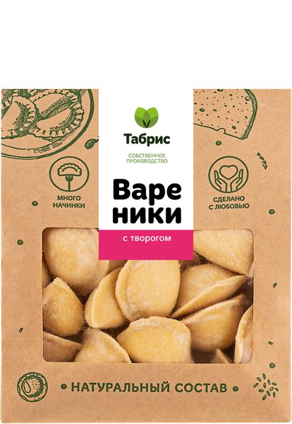 Вареники замороженные с творогом сладкие розовые СП ТАБРИС м/у, 500 г