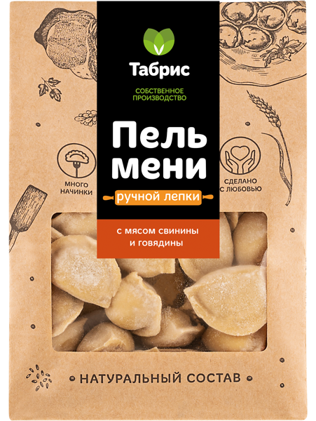 Пельмени замороженные Ручной лепки с мясом свинины и говядины СП ТАБРИС м/у, 1000 г
