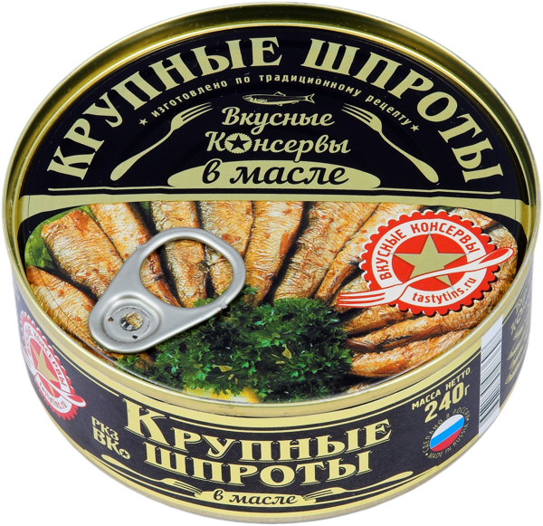 Шпроты в масле Вкусные консервы крупные Унда ж/б, 240 г