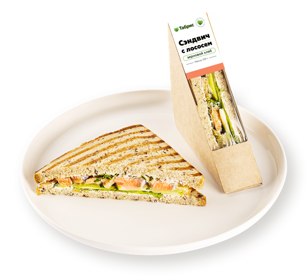 Сэндвич на зерновом хлебе С семгой, с творожным сыром ФудРайдер ТАБРИС карт/уп, 120 г
