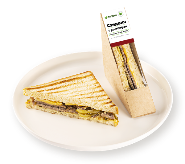 Сэндвич на пшеничном хлебе С ростбифом, с майонезным соусом ФудРайдер ТАБРИС карт/уп, 95 г