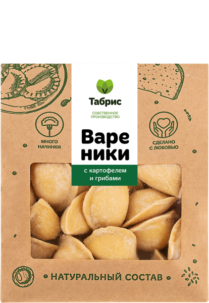 Вареники замороженные с картофелем и грибами СП ТАБРИС м/у, 500 г