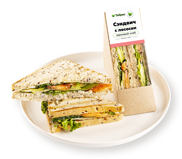 Сэндвич на зерновом хлебе С лососем с творожным сыром ФудРайдер ТАБРИС карт/уп, 245 г