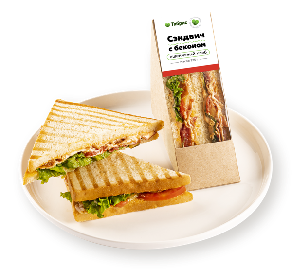 Сэндвич на пшеничном хлебе с беконом, с соусом Спайси ФудРайдер ТАБРИС карт/уп, 225 г