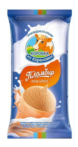 Мороженое пломбир ваф стакан Коровка из Кореновки крем-брюле ...