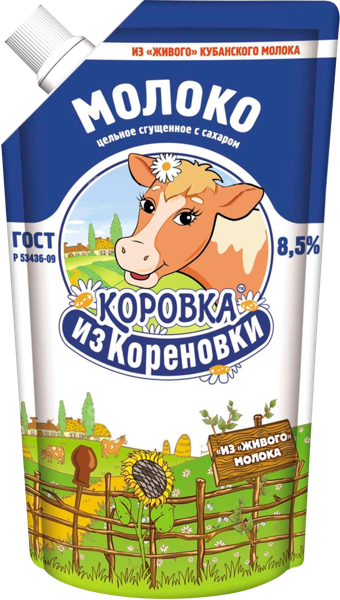 Молоко сгущенное 8,5% с сахаром Коровка из Кореновки цельное Кореновский МКК м/у, 270 г