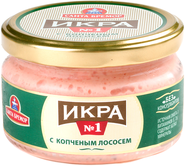 Икра мойвы Санта Бремор с копченым лососем Санта Бремор СП с/б, 180 г