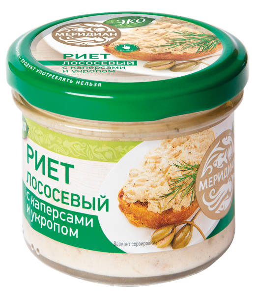 Паштет с каперсами и укропом Меридиан риет из лосося Меридиан ПКП с/б, 100 г