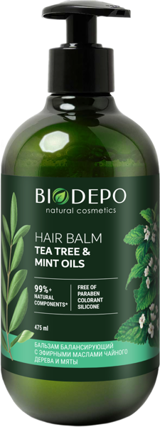 Бальзам для всех типов волос Биодепо БИО чайн дерево мята питание Куафер ММ ООО п/у, 475 мл