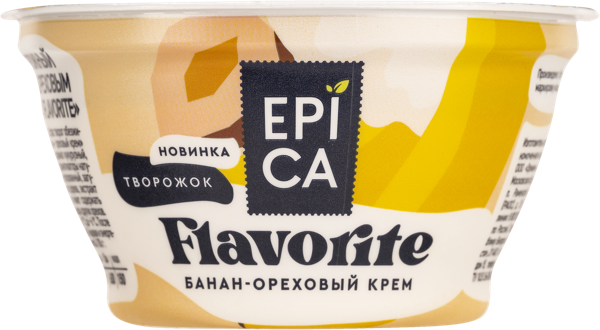 Десерт 7,6% творожный Эпика банан ореховый крем Эрманн п/б, 130 г