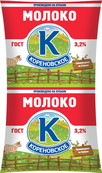 Молоко 3,2% Коровка из Кореновки Кореновский МКК м/у, 875 мл