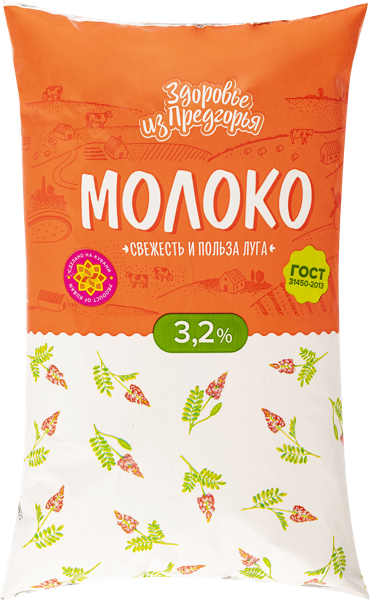 Молоко 3,2% питьевое Здоровье из предгорья Абинский МЗ м/у, 1 л