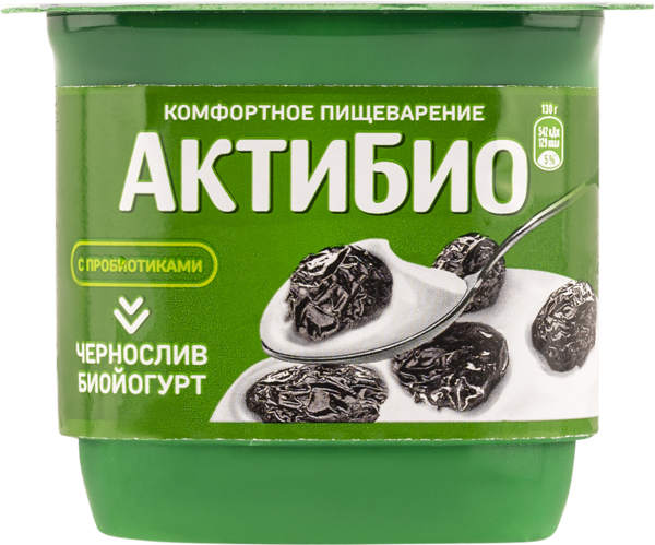Биойогурт 2,9% Актибио чернослив Данон п/б, 130 г