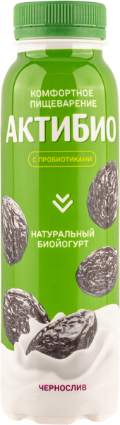 Биойогурт 1,5% питьевой Актибио чернослив Данон п/б, 260 мл