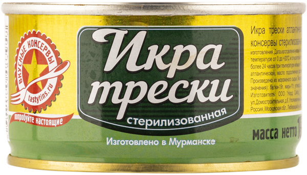 Икра трески Вкусные консервы Норд СиФуд ж/б, 185 г