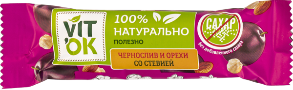 Батончик без сахара Виток чернослив орехи МОК производство м/у, 30 г