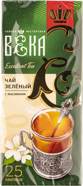 Чай зеленый в пакетиках Краснодарский чай Века с жасмином Объединение Краснодарский чай кор, 25*1,7 