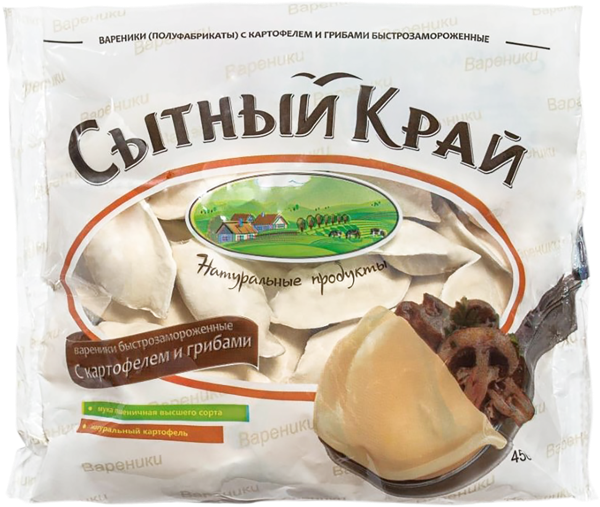 Вареники замороженные Сытный край с картофелем и грибами Леженин И.А. ИП м/у, 450 г