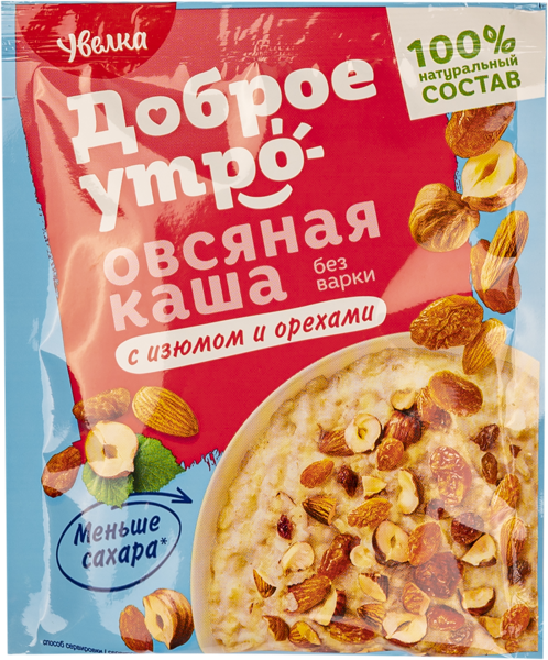 Каша овсяная Увелка изюм орехи Ресурс м/у, 40 г