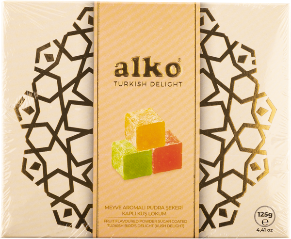 Рахат-Лукум в сахарной пудре Алко ассорти фруктовых вкусов Алко м/у, 125 г