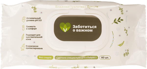 Туалетная бумага влажная Табрис Авангард ООО м/у, 80 шт