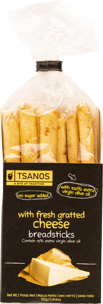 Хлебные палочки Цанос мини с сыром Евангелос Цанос кор, 55 г