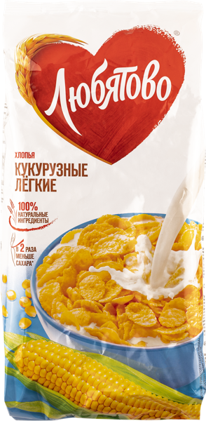 Хлопья кукурузные Любятово легкие Келлогг Рус м/у, 270 г