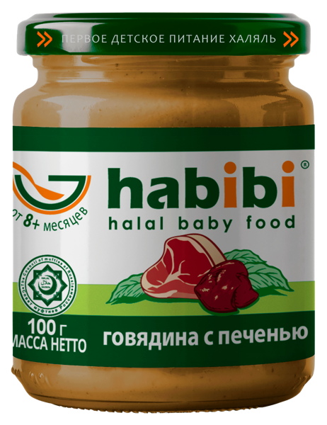 Пюре мясное с 8 мес Хабиби Говядина с печенью ОДК с/б, 100 г