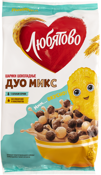 Готовый завтрак Любятово Дуо Микс шоколадные шарики Келлогг Рус м/у, 200 г