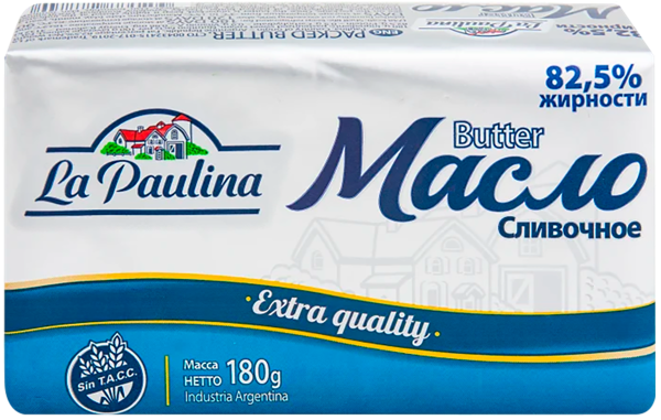 Масло 82,5% сливочное Ла Паулина Молфино м/у, 180 г