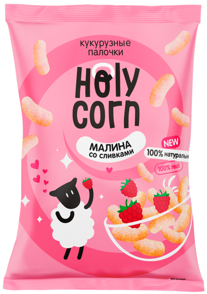 Кукурузные палочки Холи Корн малина со сливками Юникорн м/у, 50 г