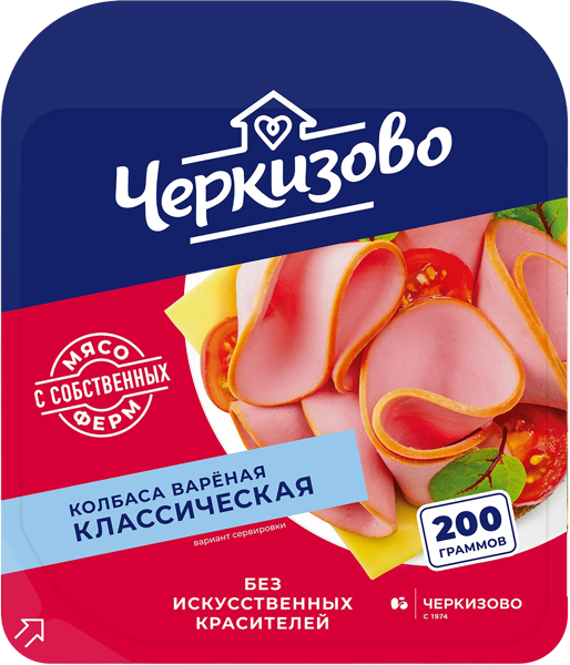 Колбаса вареная Черкизово Классическая ООО Пит-Продукт нарезка м/у, 200 г