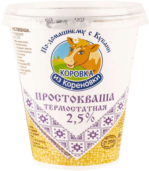 Простокваша 2,5% термостатная Коровка из Кореновки Кореновский МКК п/б, 300 мл